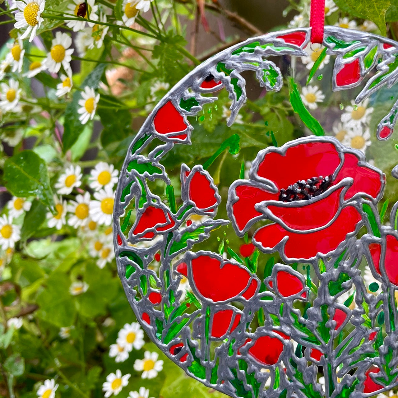 Poppy field~ Round suncatcher