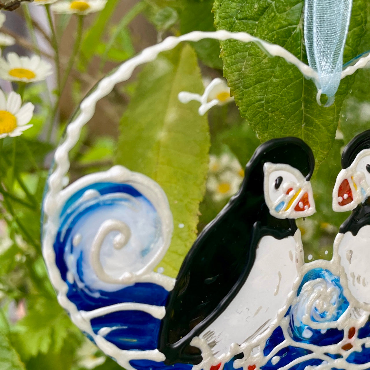 Puffins~ Heart suncatcher