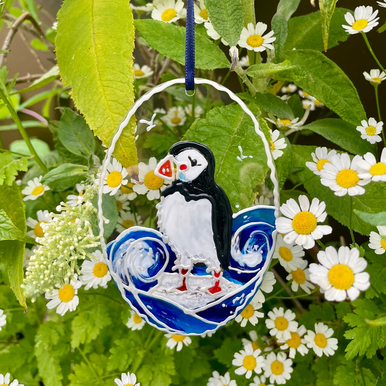 Puffin~ Oval suncatcher