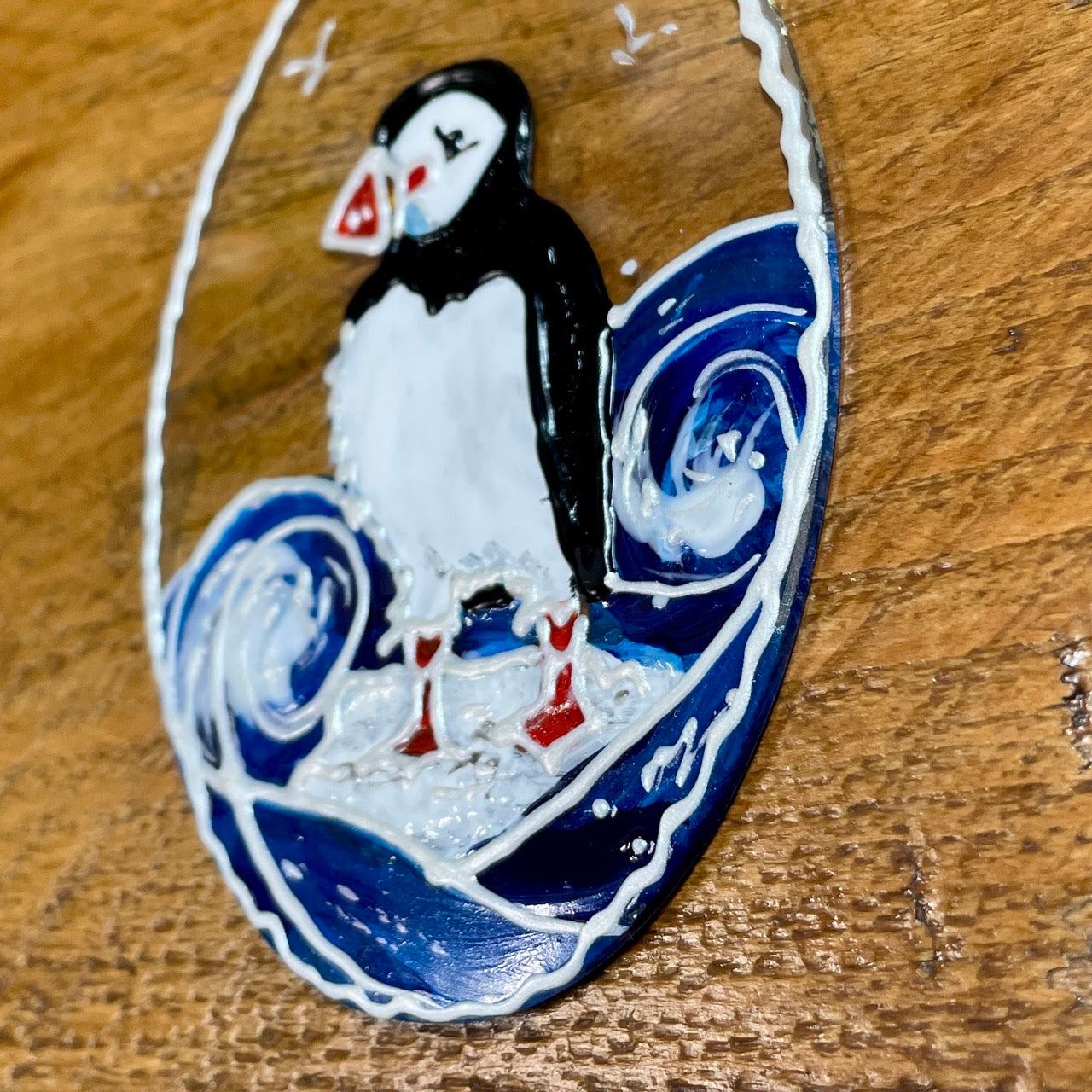 Puffin~ Oval suncatcher