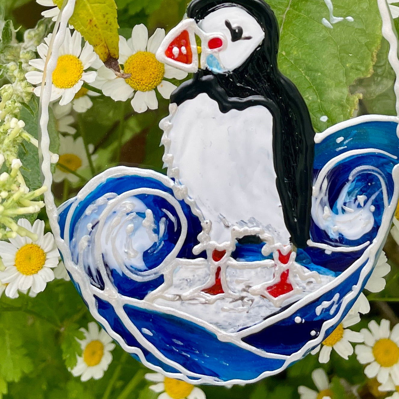 Puffin~ Oval suncatcher