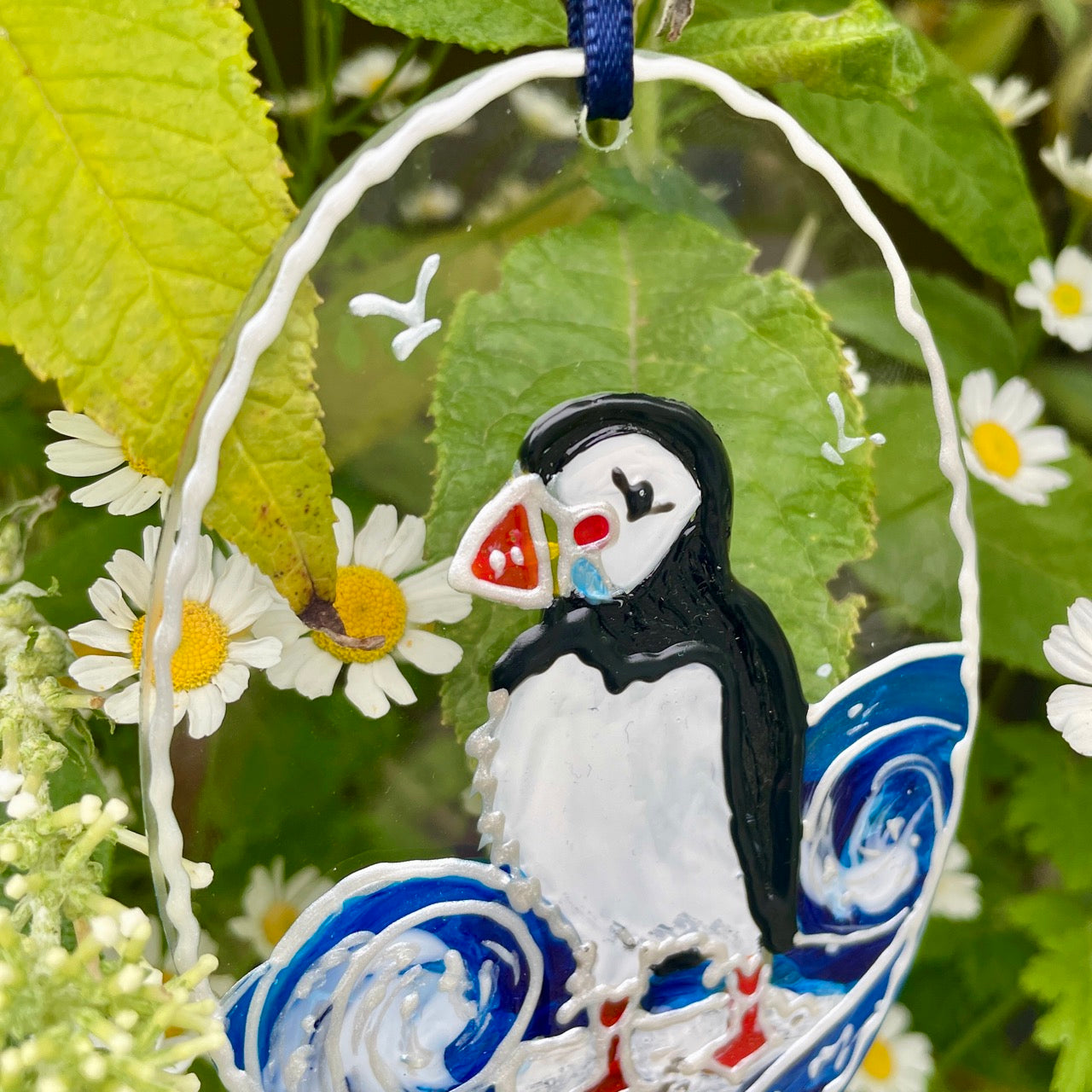 Puffin~ Oval suncatcher