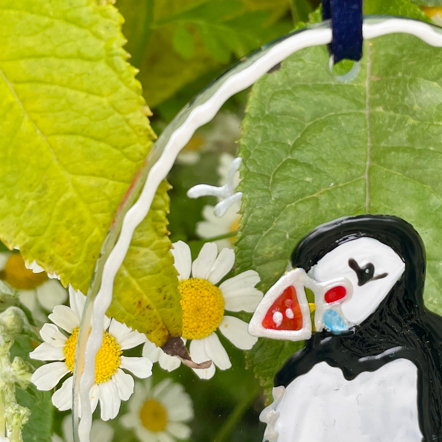 Puffin~ Oval suncatcher