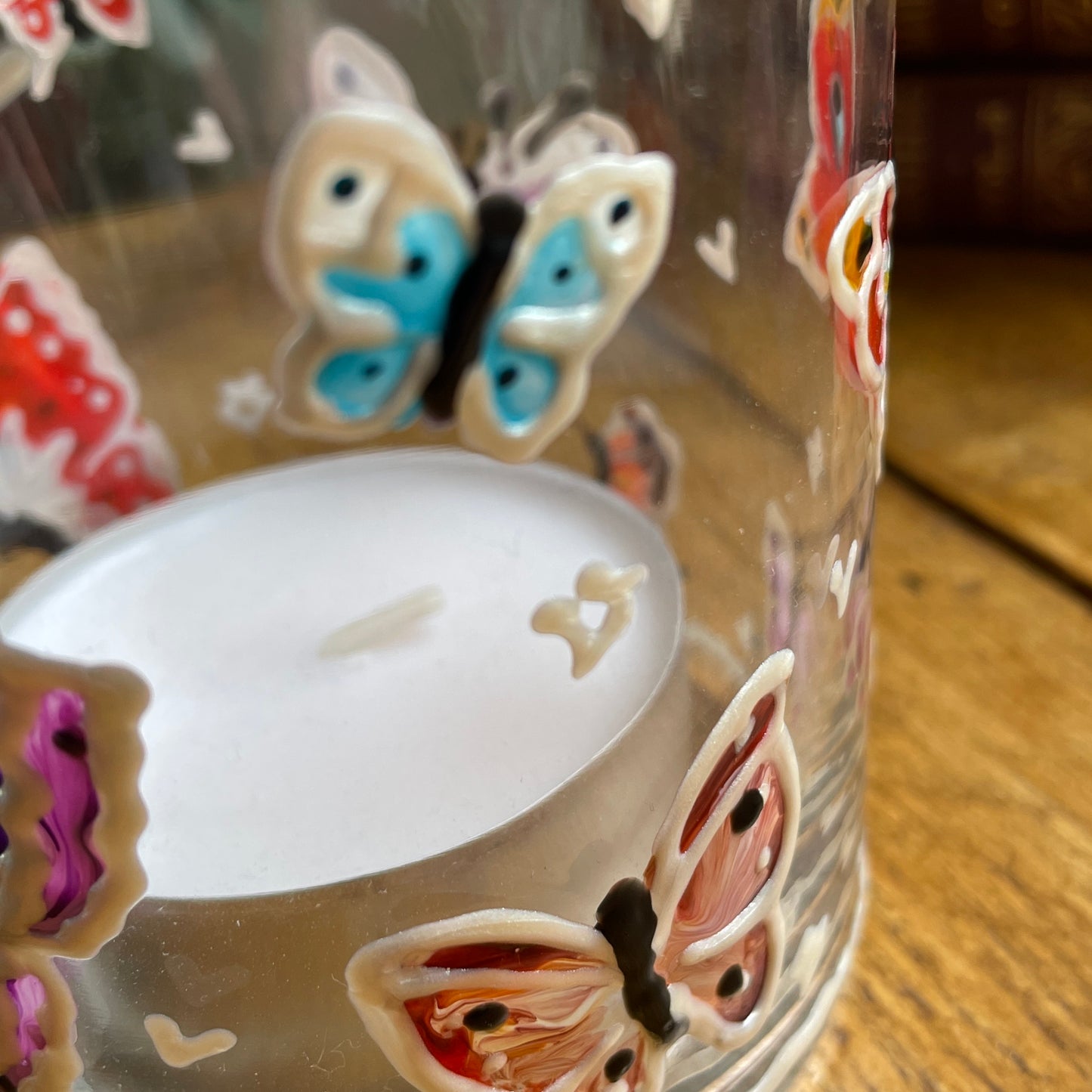 Rainbow butterflies~ Large tealight candleholder