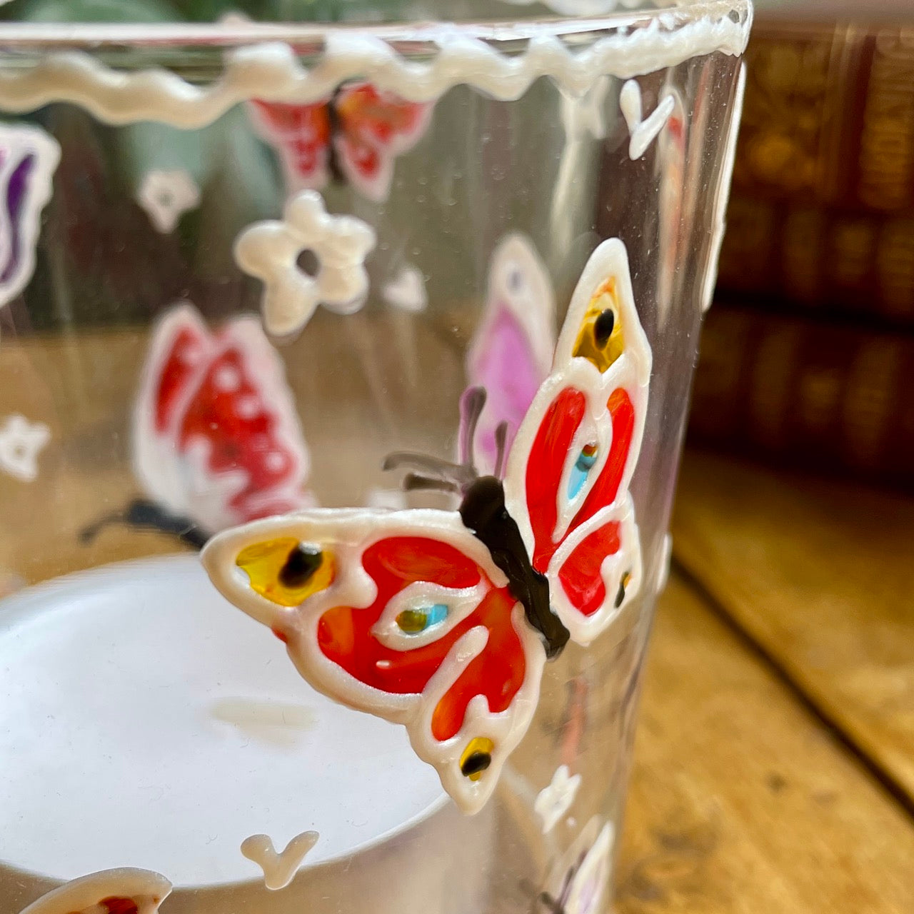Rainbow butterflies~ Large tealight candleholder
