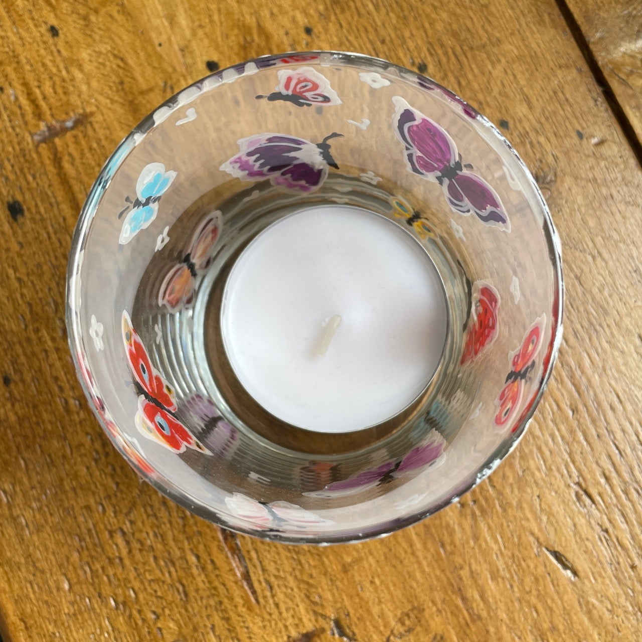 Rainbow butterflies~ Large tealight candleholder