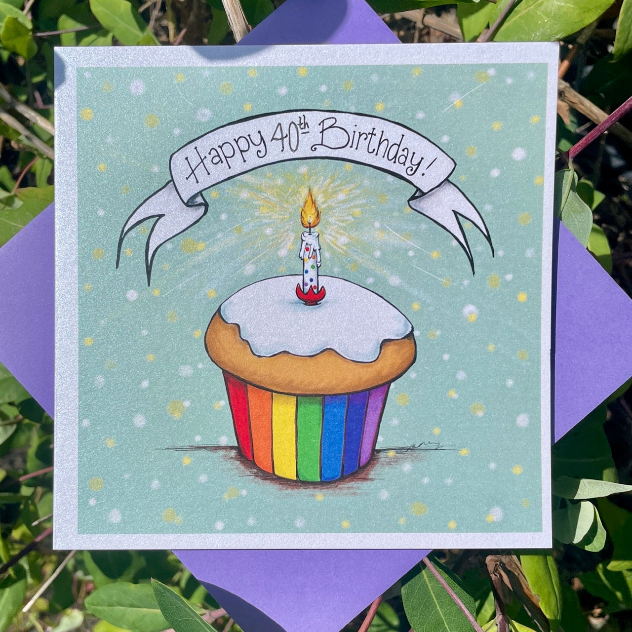 Card~ Rainbow cupcake with age