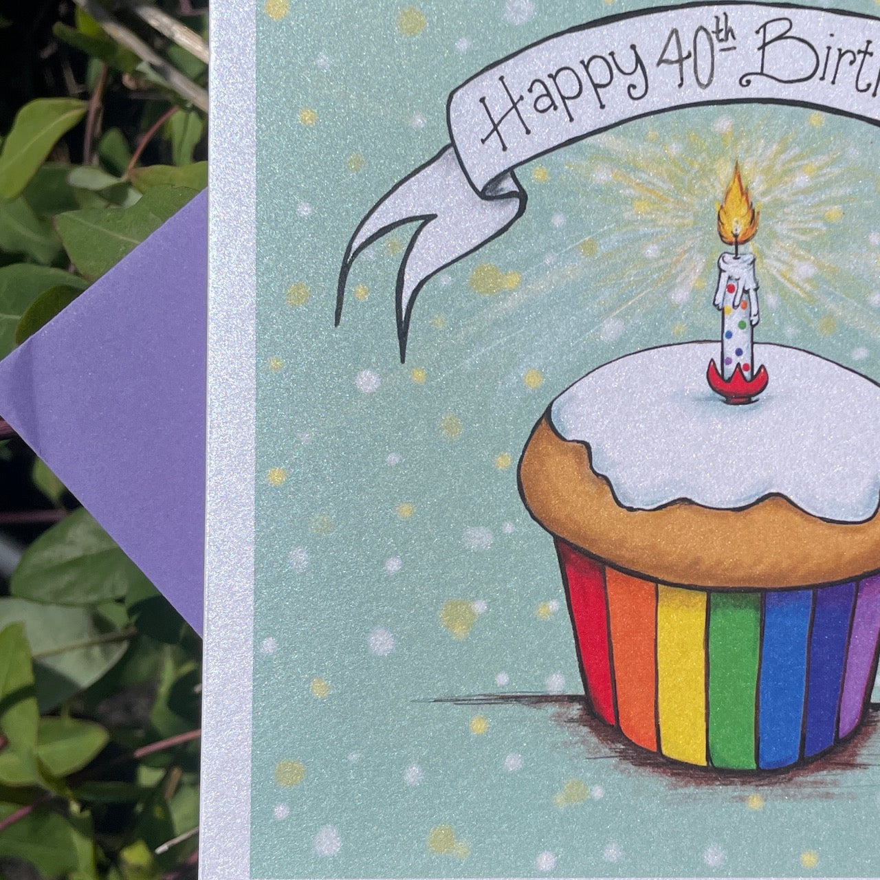 Card~ Rainbow cupcake with age