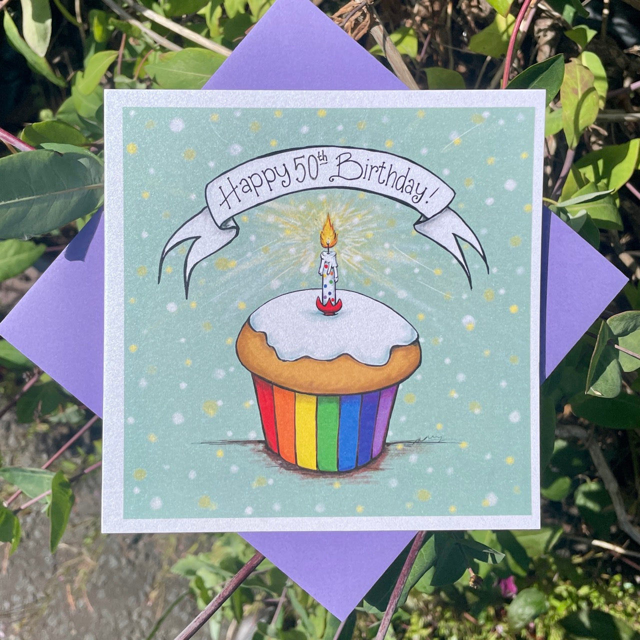 Card~ Rainbow cupcake with age