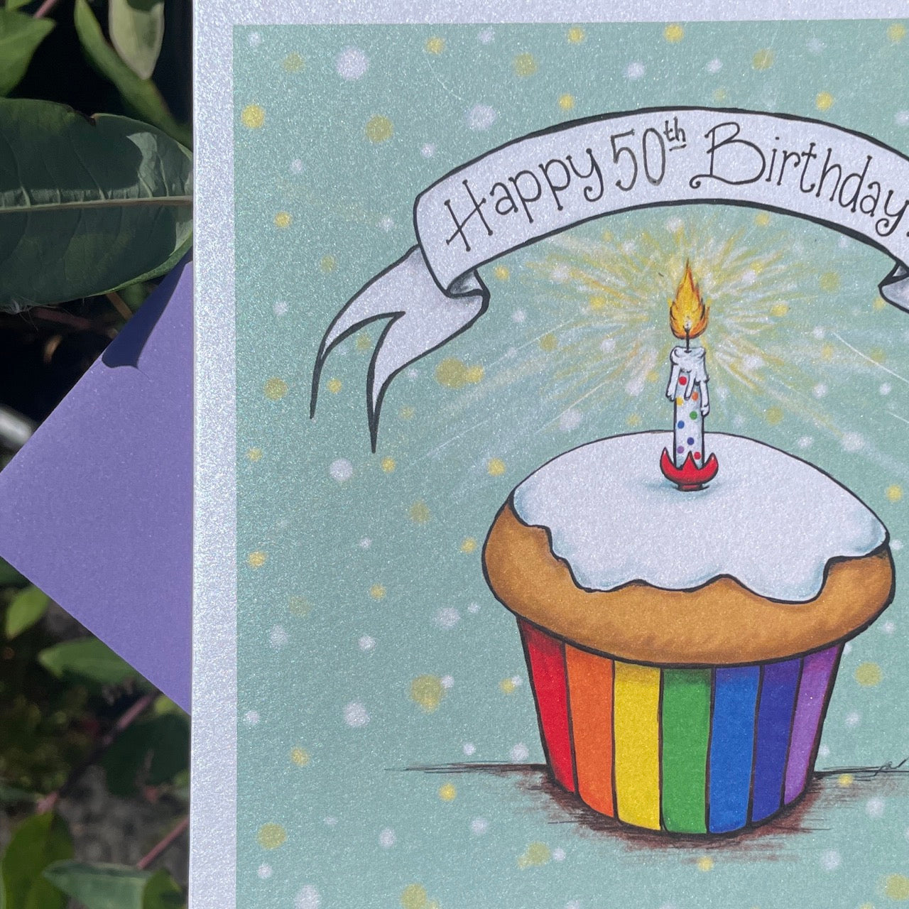 Card~ Rainbow cupcake with age