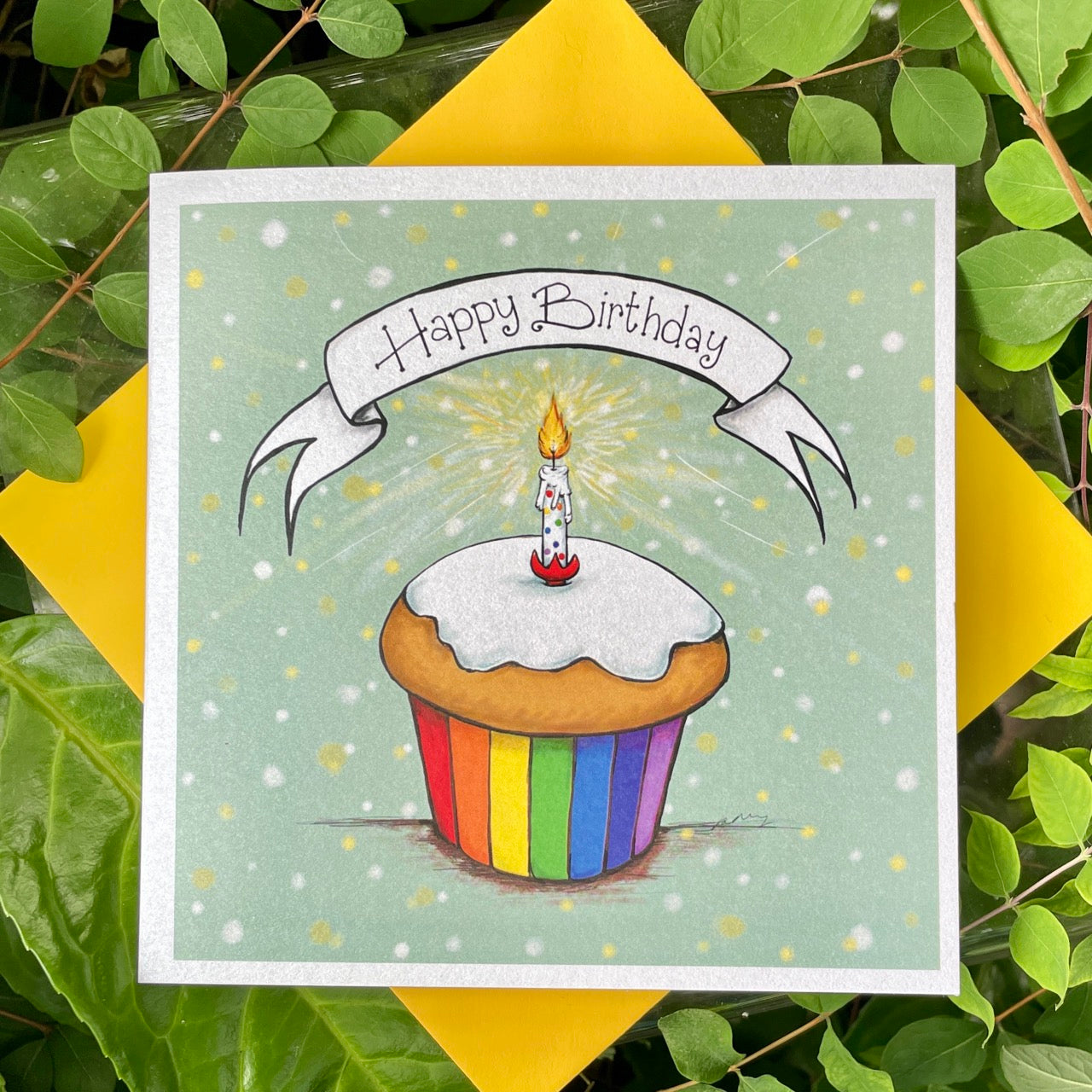Card~Rainbow cupcake