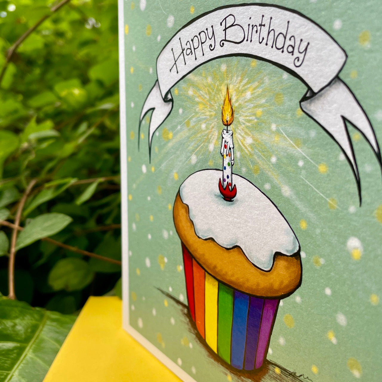 Card~Rainbow cupcake