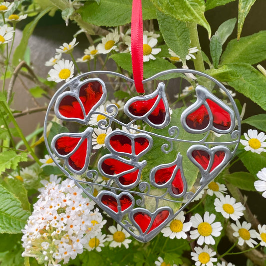 Red leaf~Heart suncatcher