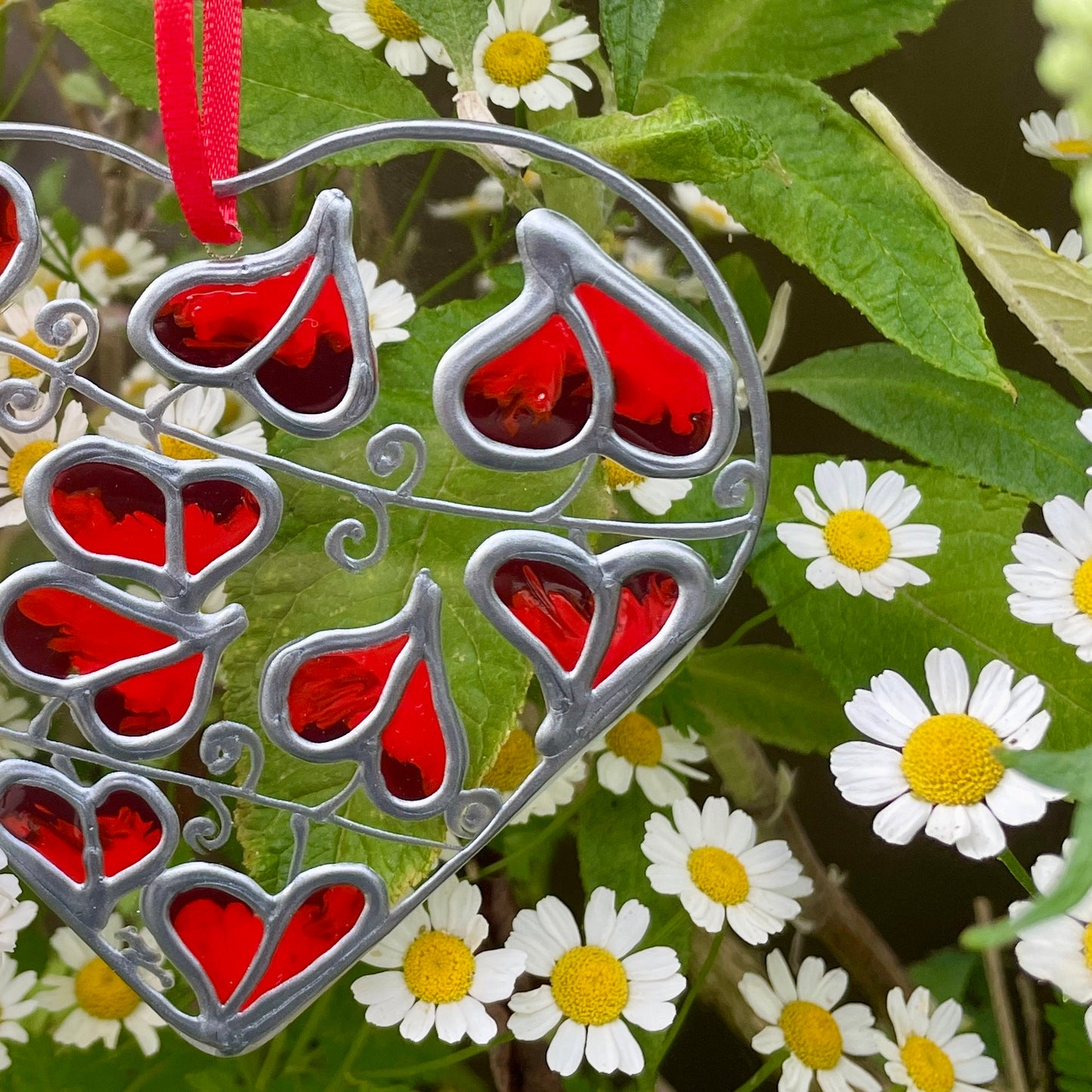 Red leaf~Heart suncatcher