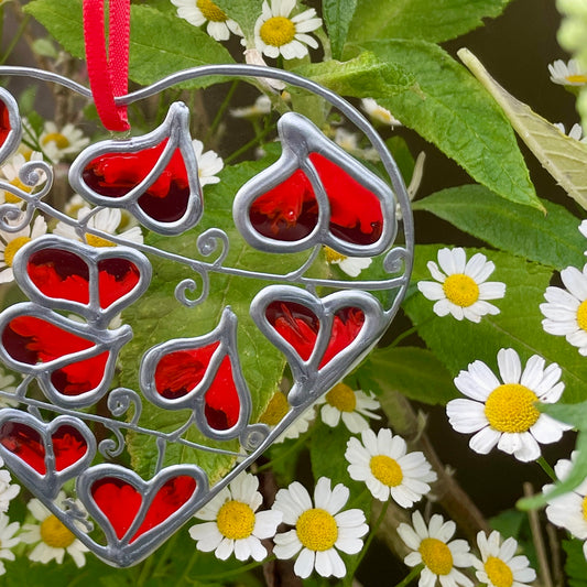 Red leaf~Heart suncatcher