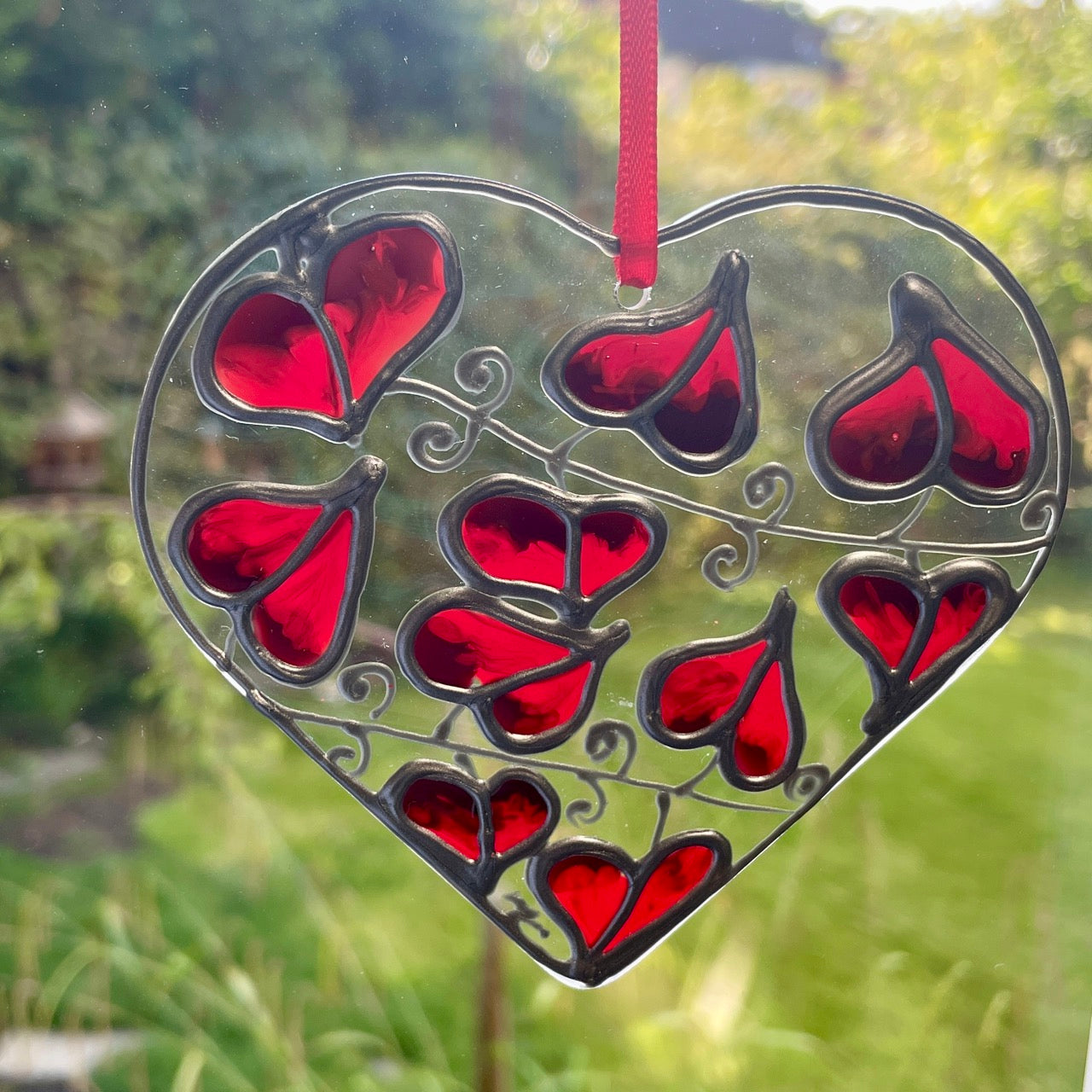 Red leaf~Heart suncatcher