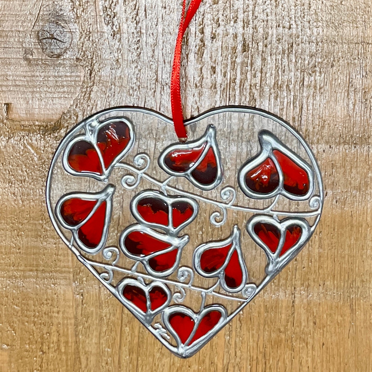Red leaf~Heart suncatcher