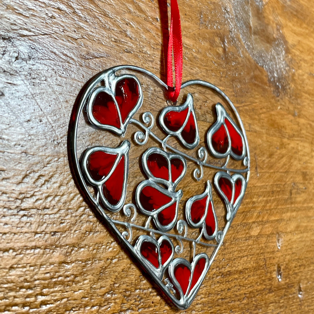 Red leaf~Heart suncatcher
