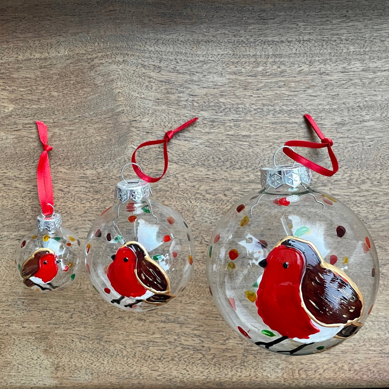 Robin in autumn~ Glass bauble