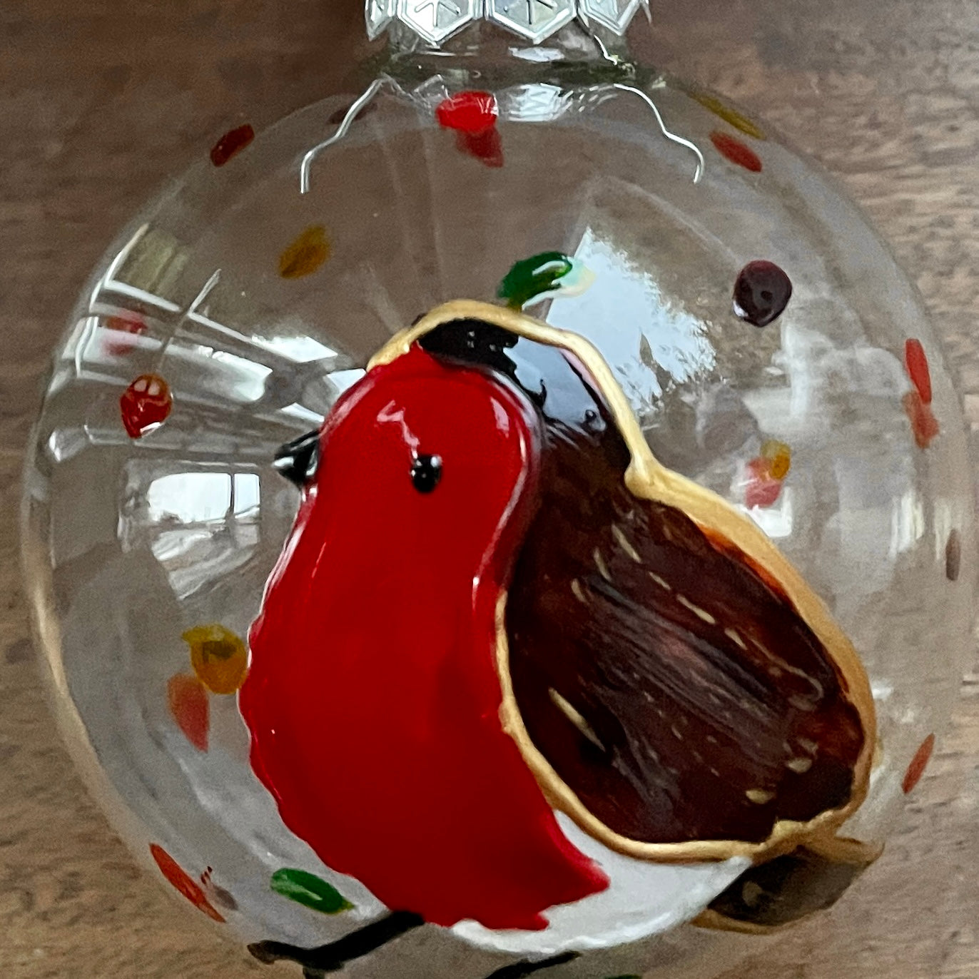Robin in autumn~ Large glass bauble