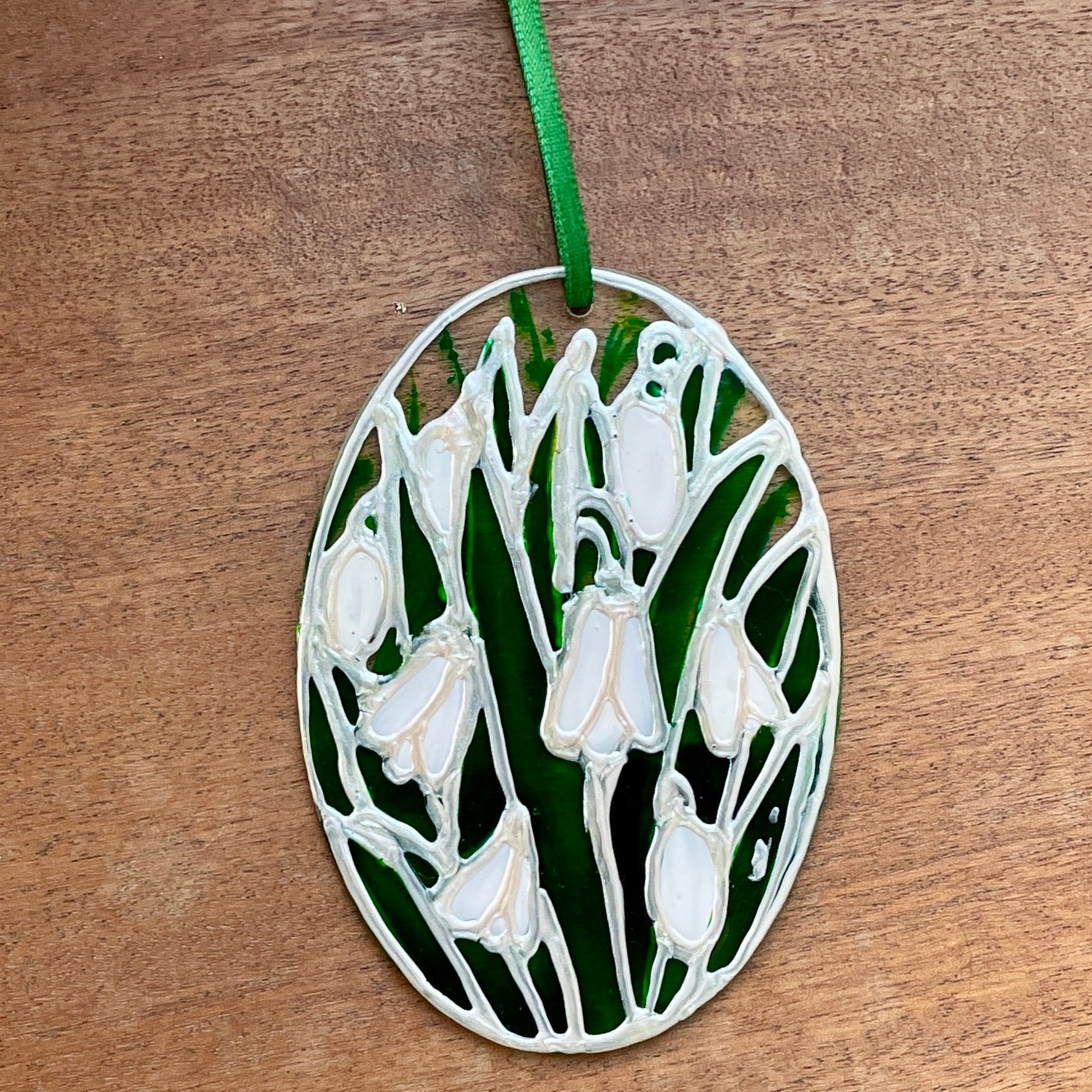 Snowdrops~ Oval suncatcher