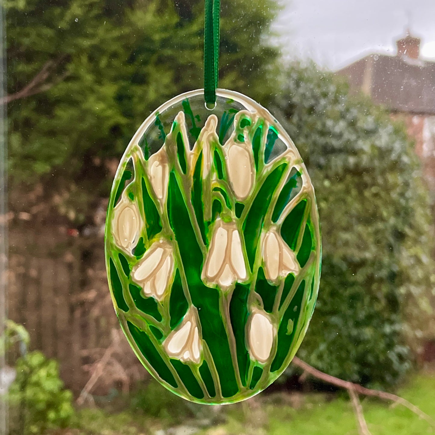Snowdrops~ Oval suncatcher