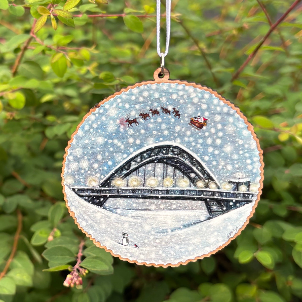 Snow on the Tyne Wooden decoration