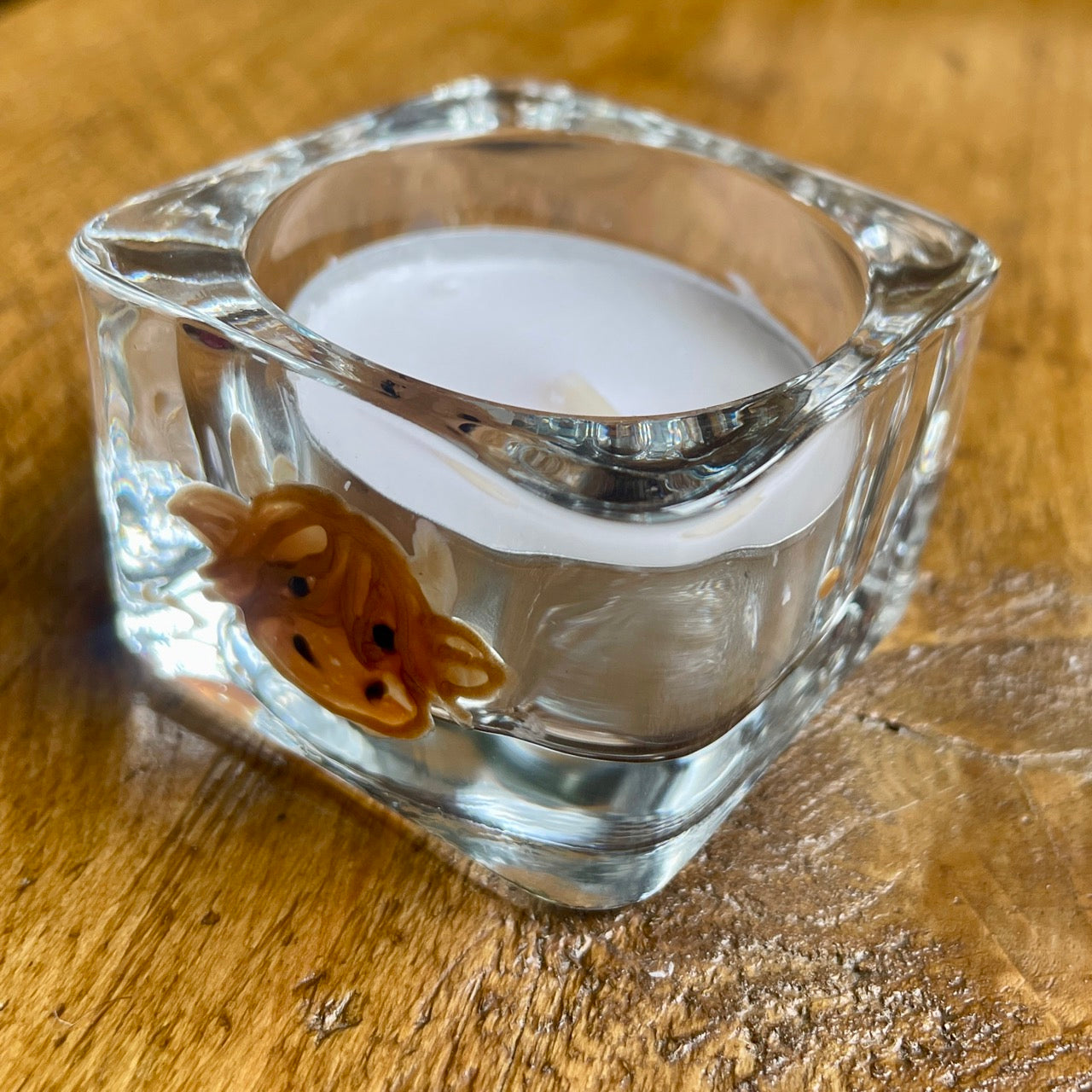 Highland cow~ Square tealight candleholder