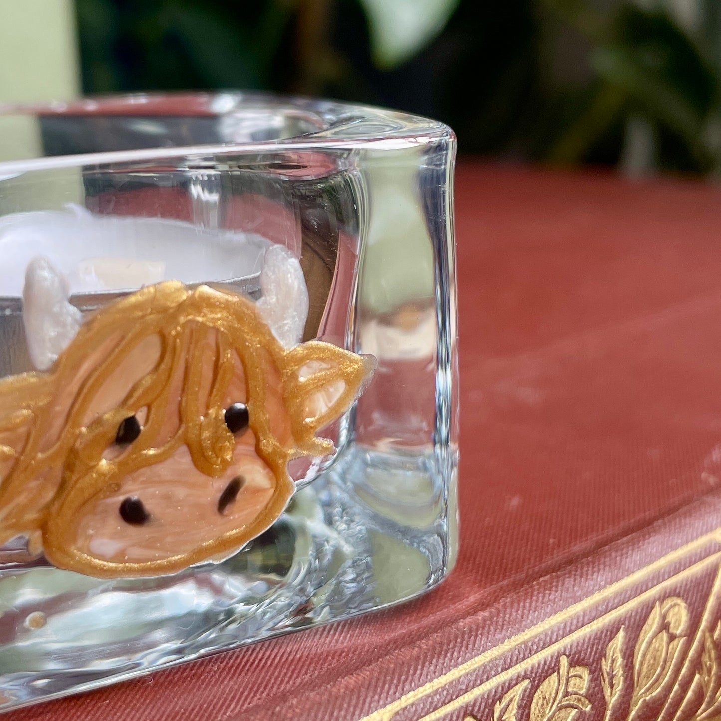 Highland cow~ Square tealight candleholder