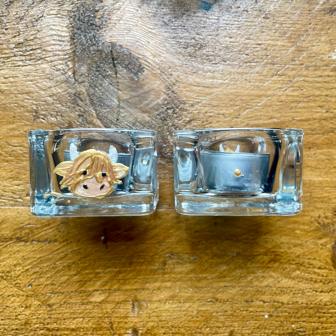 Highland cow~ Square tealight candleholder
