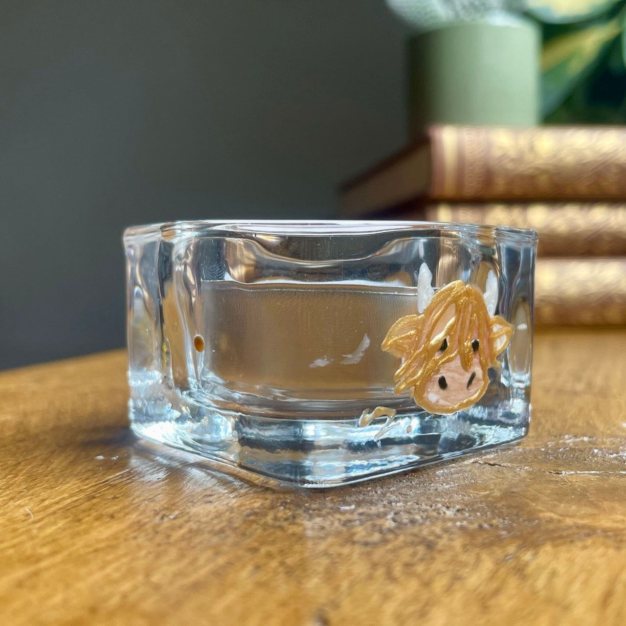 Highland cow~ Square tealight candleholder