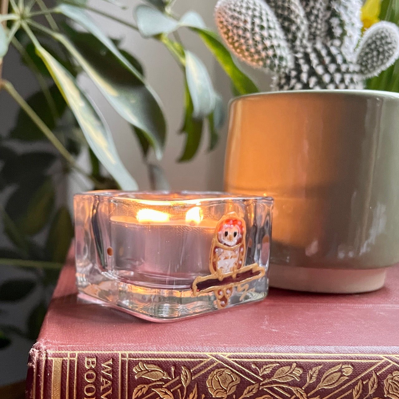 Owl~ Square tealight candleholder