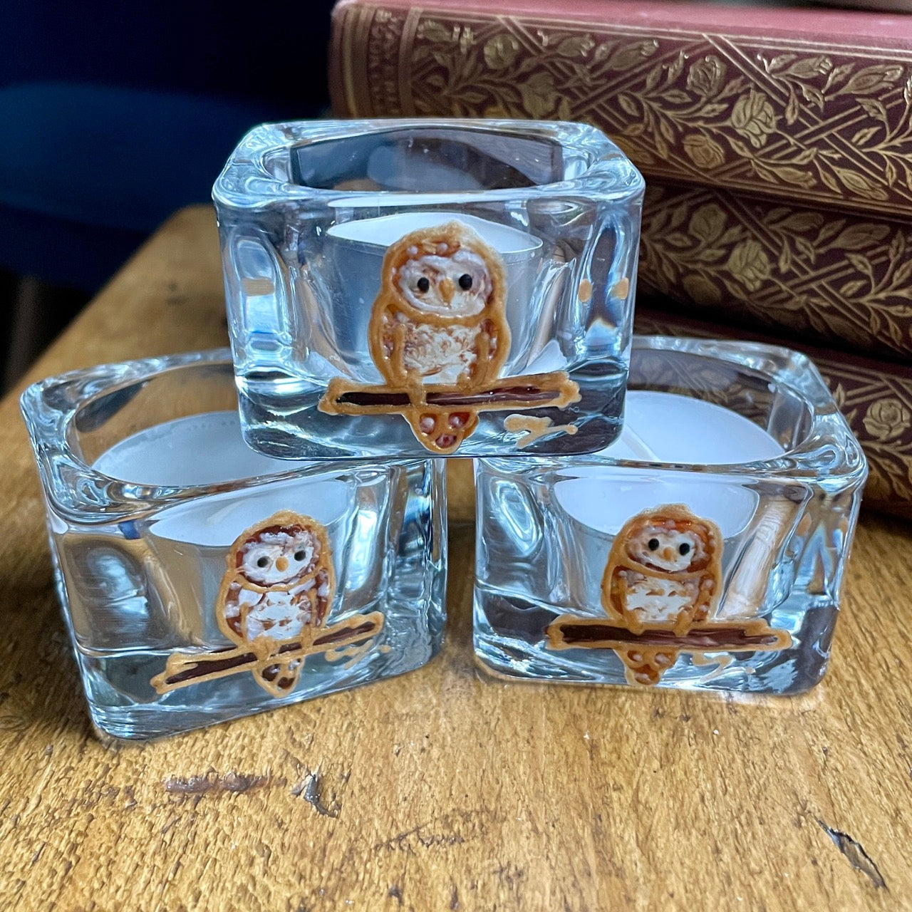 Owl~ Square tealight candleholder