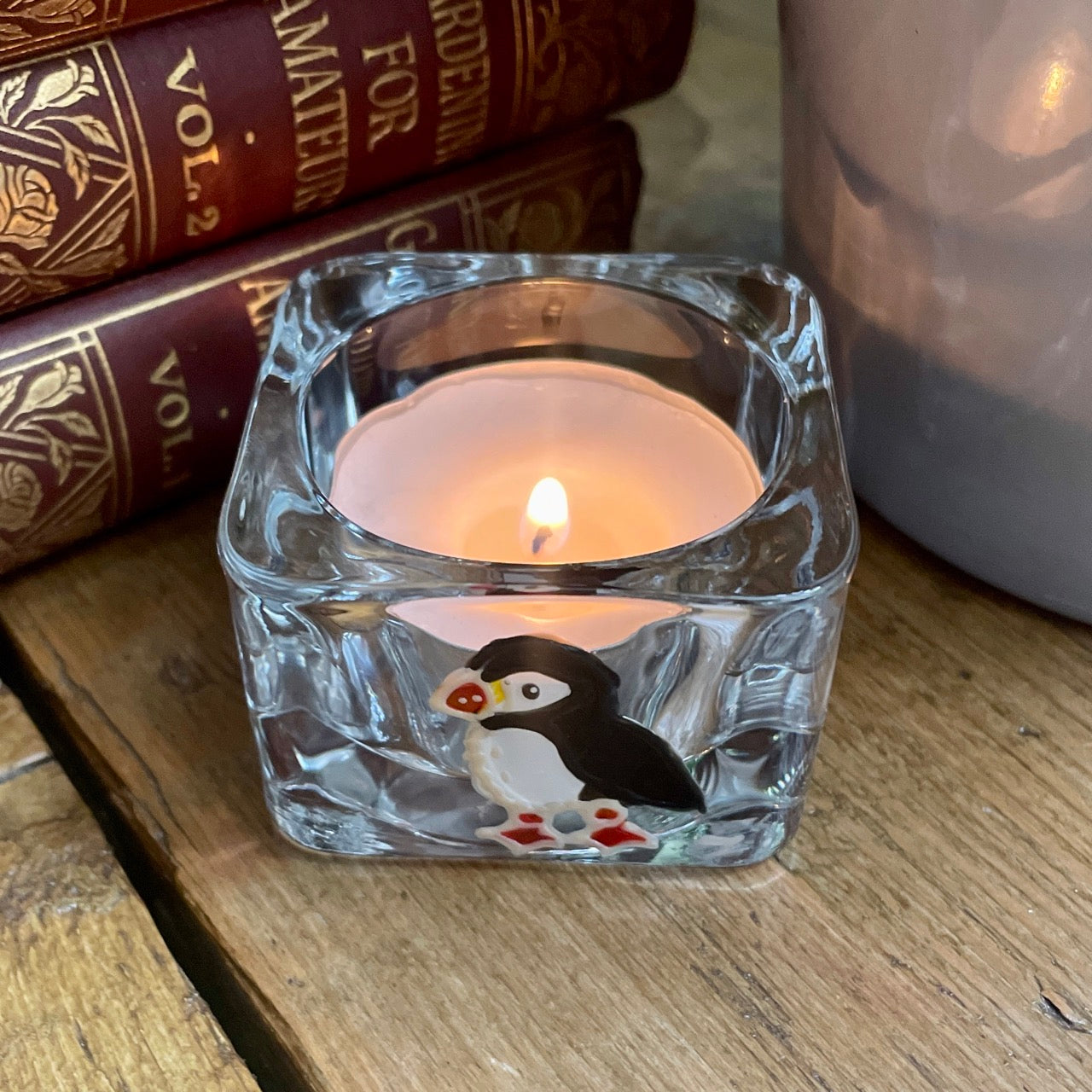 Puffin~ Square tealight candleholder