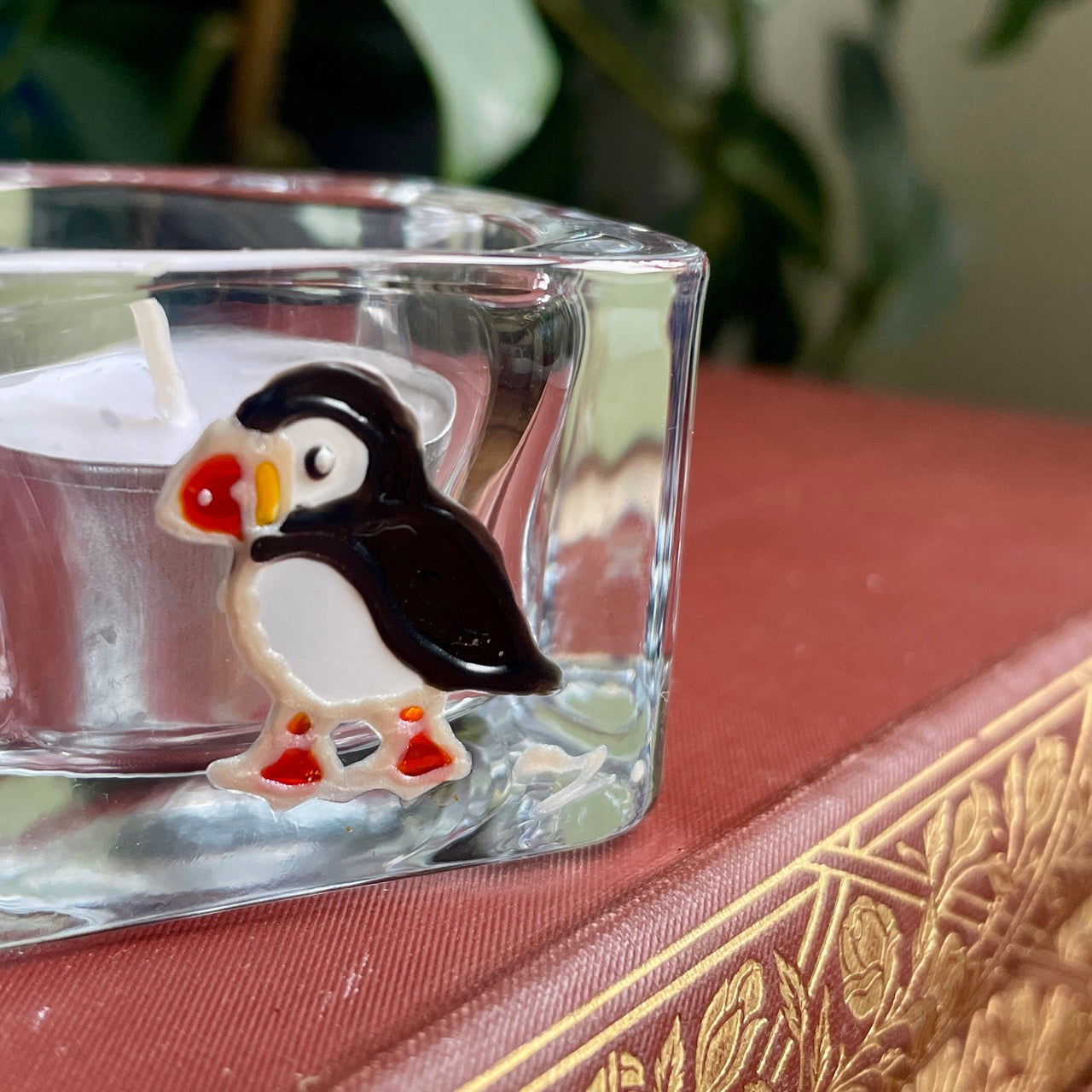 Puffin~ Square tealight candleholder