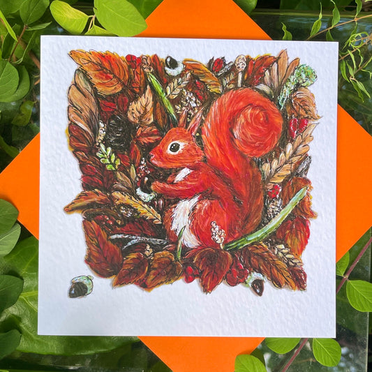 Card~Squirrel in autumn