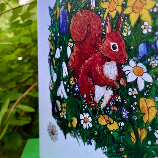 Card~Squirrel in spring