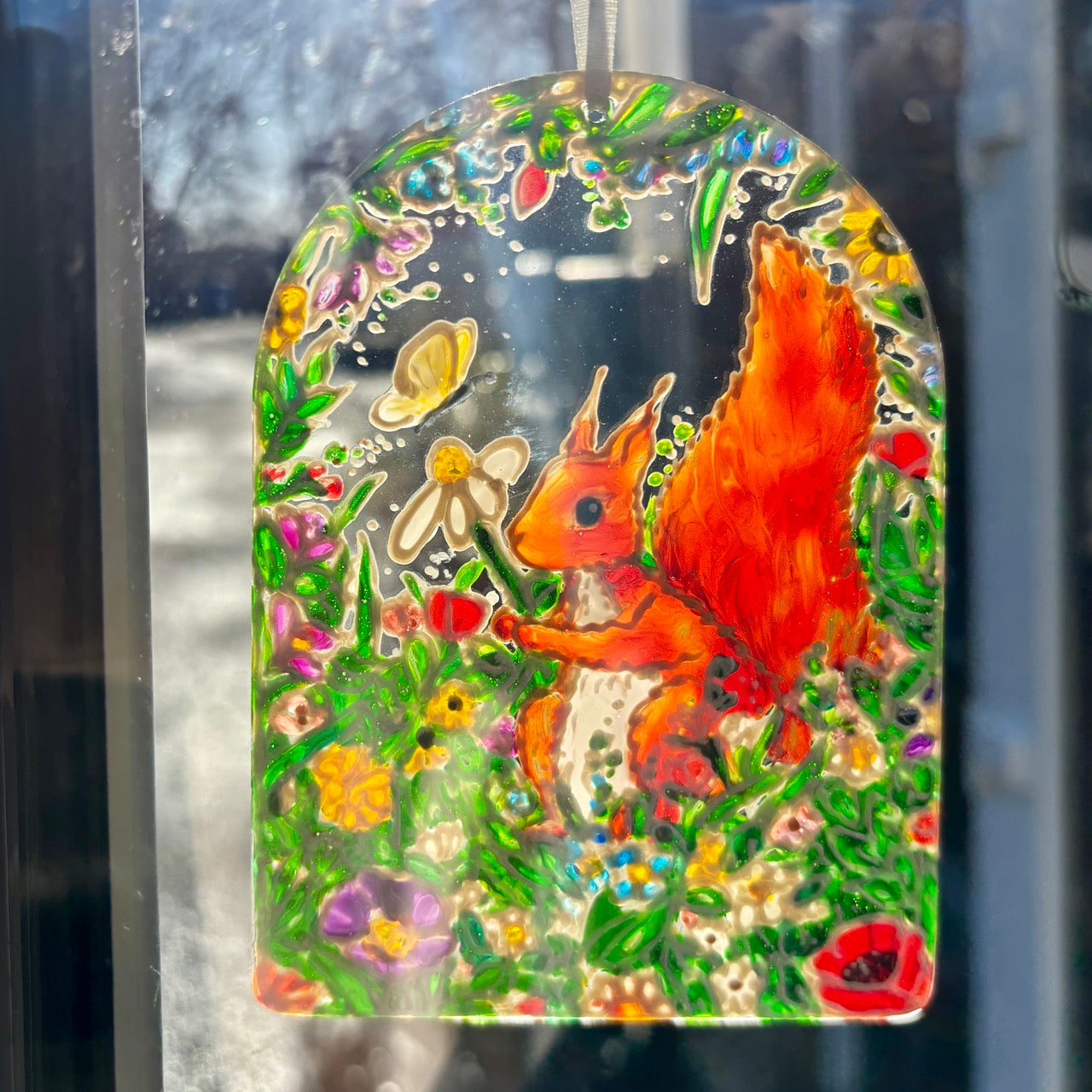 Squirrel in summer~ Window suncatcher