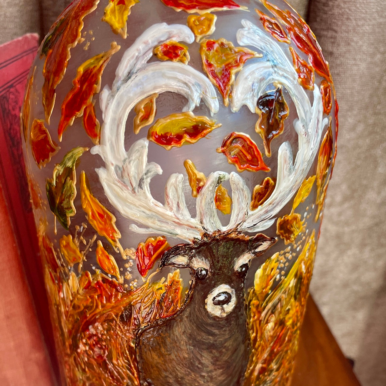 Stag in autumn~ One of a kind table lamp