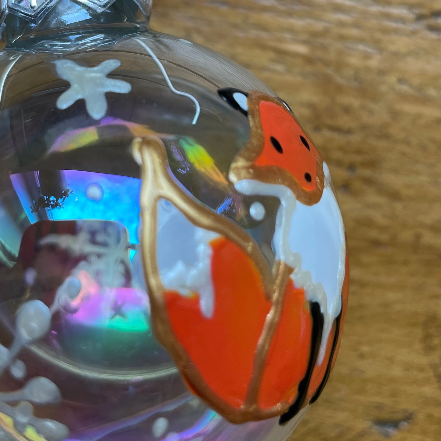 Fox in snowflakes~ Glass bauble