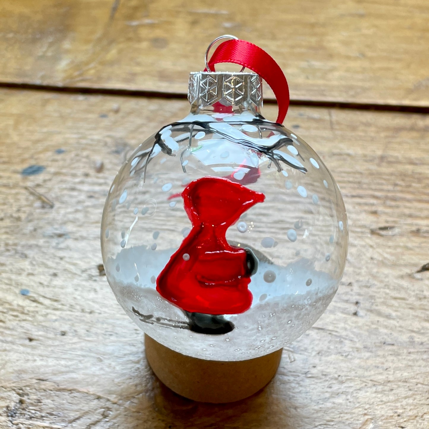 Redhood in snow~ Glass bauble