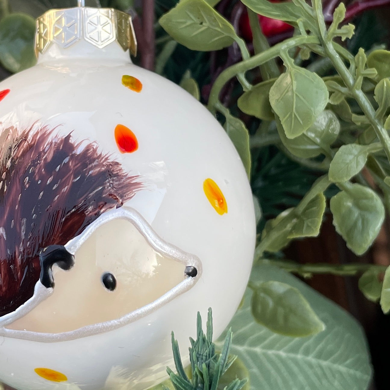 Hedgehog in autumn~ Shiny glass bauble