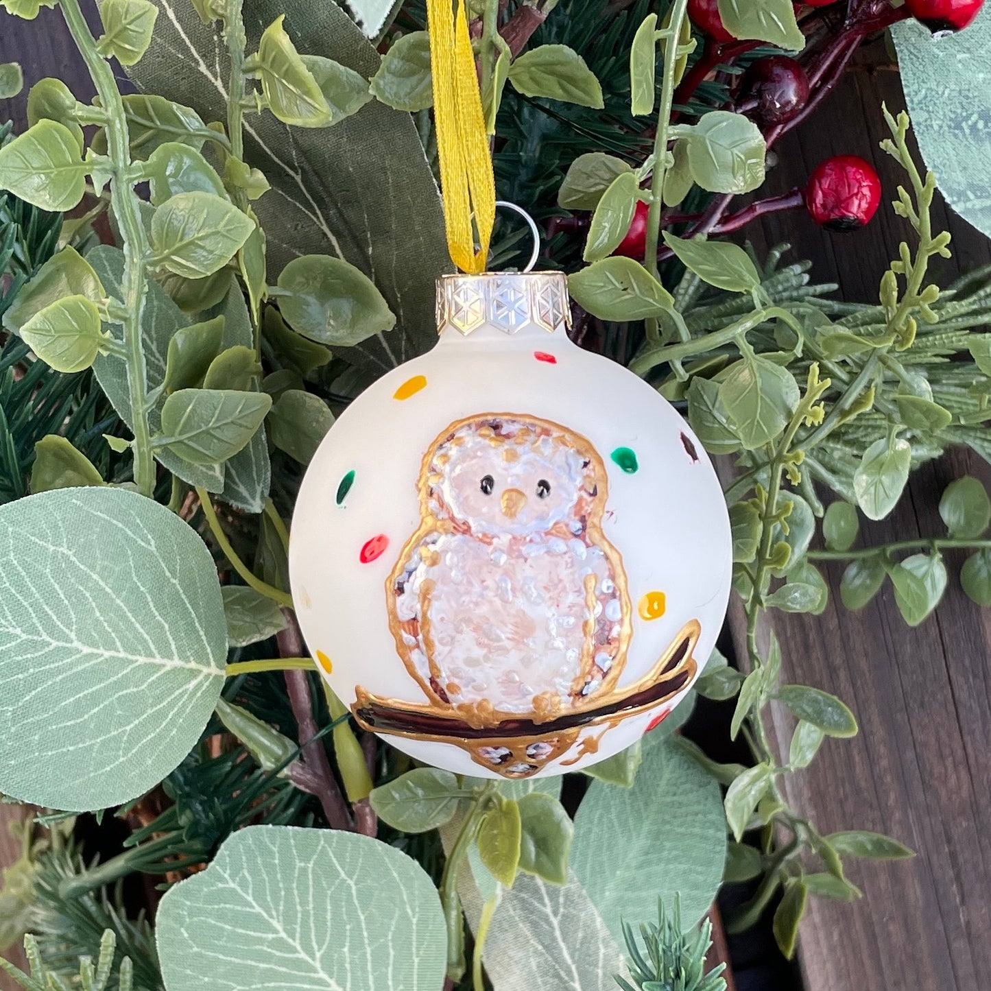 Owl in autumn~ Matt glass bauble