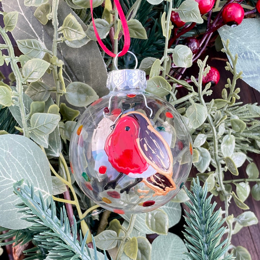 Robin in autumn~ Glass bauble
