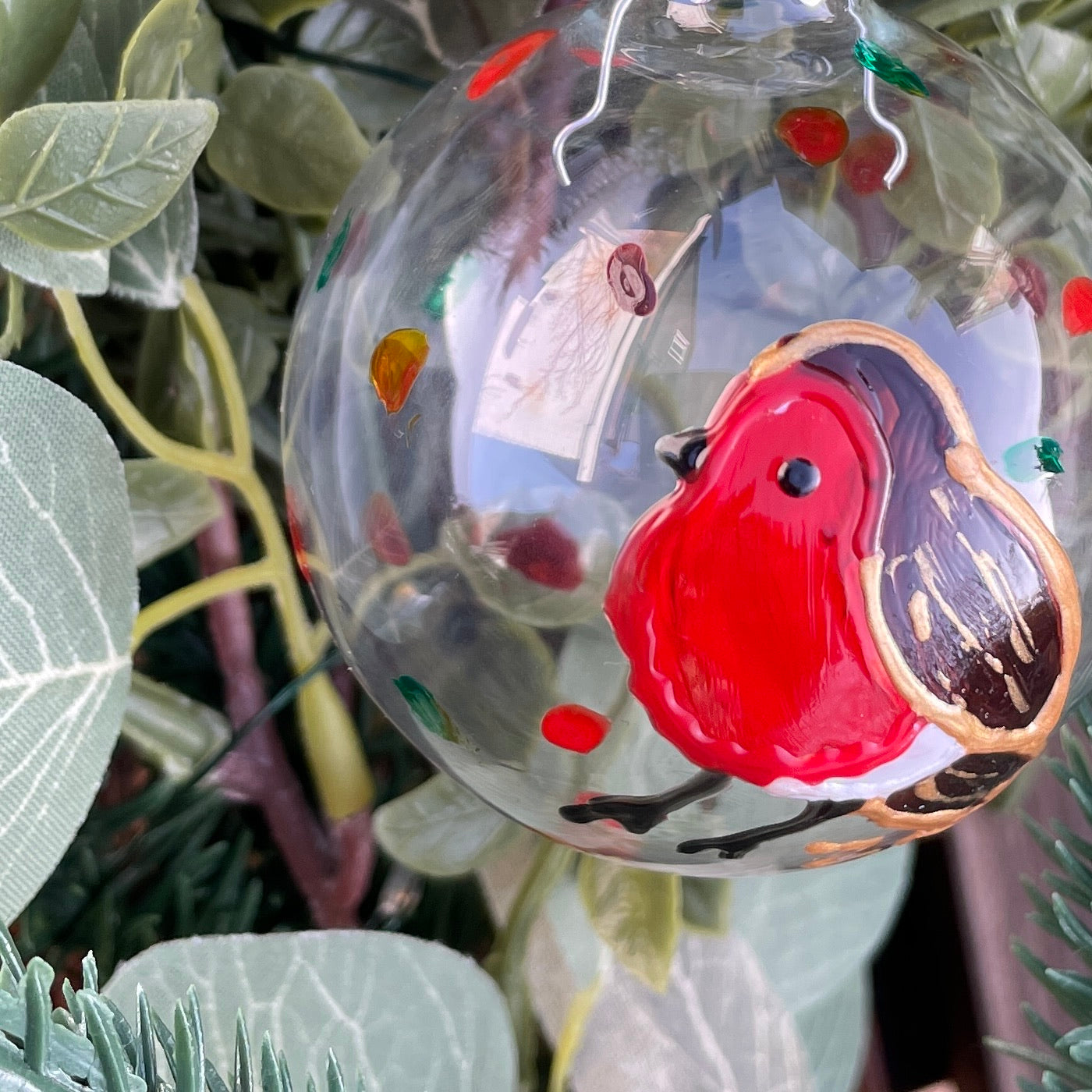 Robin in autumn~ Glass bauble