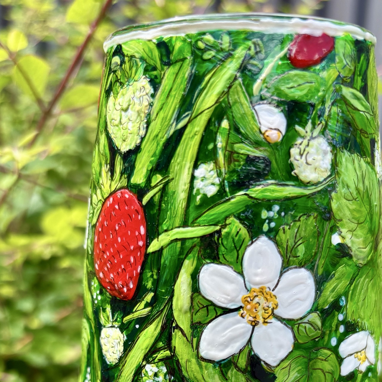 'Strawberry Thief' ~ One of a kind Vase