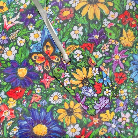 Summertime gift wrap & Yellow flower tag