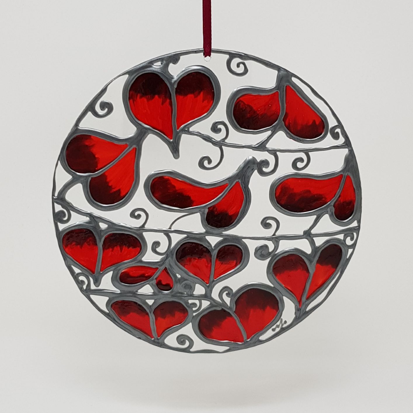 Red leaf~ Round suncatcher