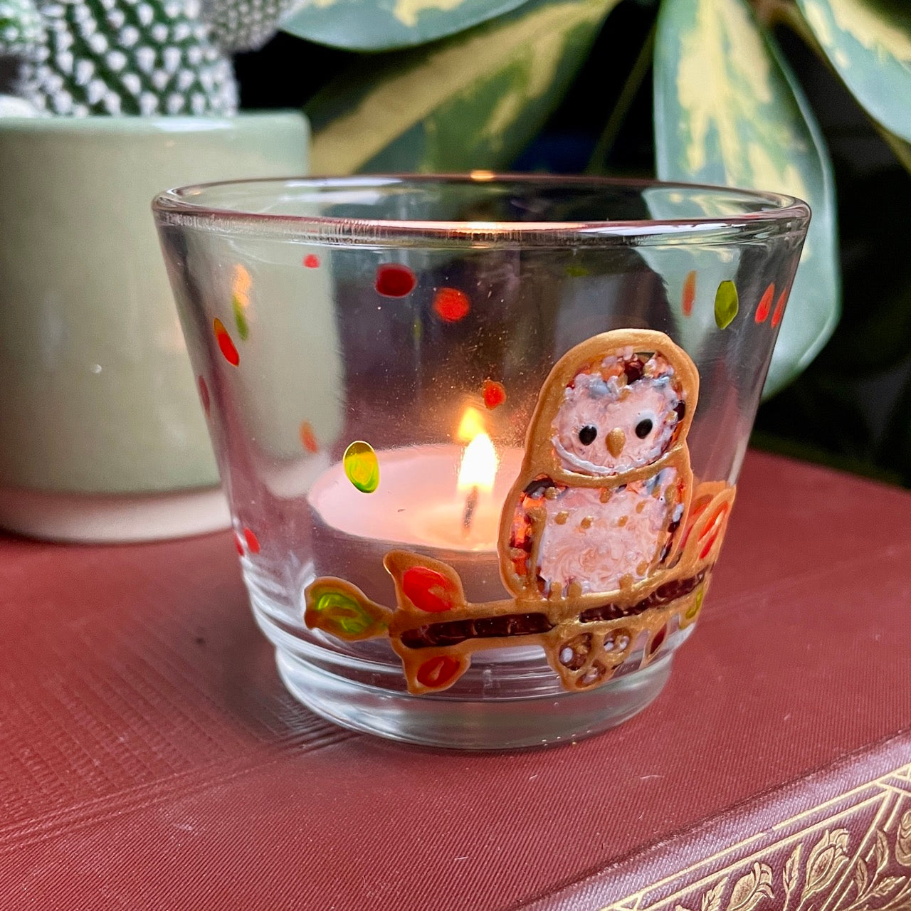 Owl in autumn~ Tealight candleholder