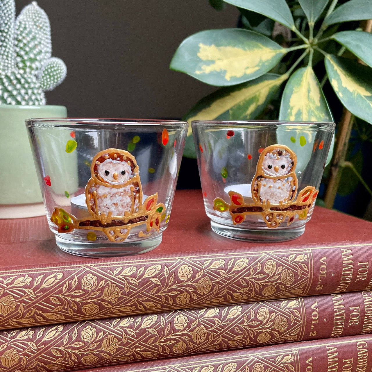 Owl in autumn~ Tealight candleholder